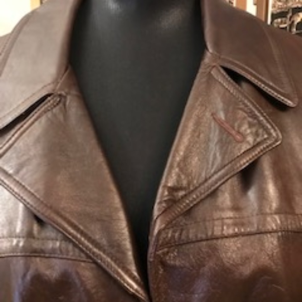 Men's Brown Leather Jacket - Picture 2 of 4